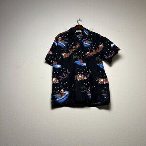 VTG Pacific Legend Hawaiian Shirt Men L Surfing Santa Classic 90s Casual Beach
